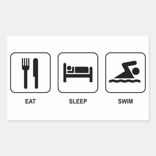Eat Sleep Swim Rechthoekige Sticker (Voorkant)