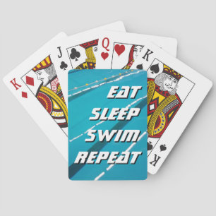 EAT SLEEP SWIM REPEAT-kaarten voor het spelen van  Speelkaarten