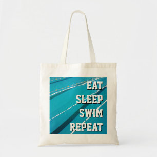 EAT SLEEP SWIM REPEAT zwembad boodschappentassen Tote Bag