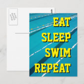 EAT SLEEP SWIM REPEAT zwembad briefkaarten (Voorkant / Achterkant)