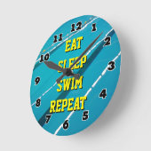 EAT SLEEP SWIM REPEAT-zwempoolklok Ronde Klok (Hoek)