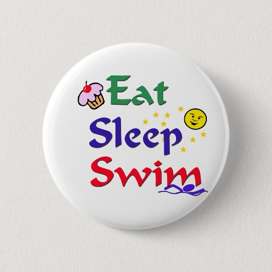 Eat Sleep Swim Ronde Button 5,7 Cm (Voorkant)