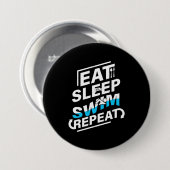 Eat Sleep Swim Ronde Button 7,6 Cm (Voorkant /achterkant)