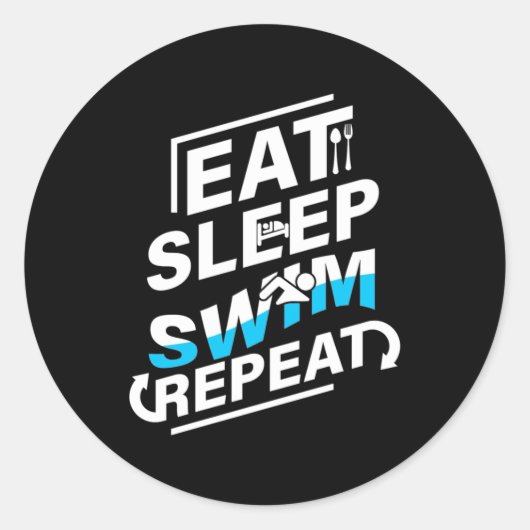 Eat Sleep Swim Ronde Sticker (Voorkant)
