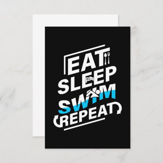Eat Sleep Swim RSVP Kaartje (Voorkant / Achterkant)