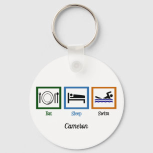 Eat Sleep Swim Team Funny Swimmer Sleutelhanger