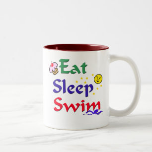 Eat Sleep Swim Tweekleurige Koffiemok
