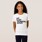 Eat Sleep Swimming Herhalen T-shirt (Voorkant volledig)