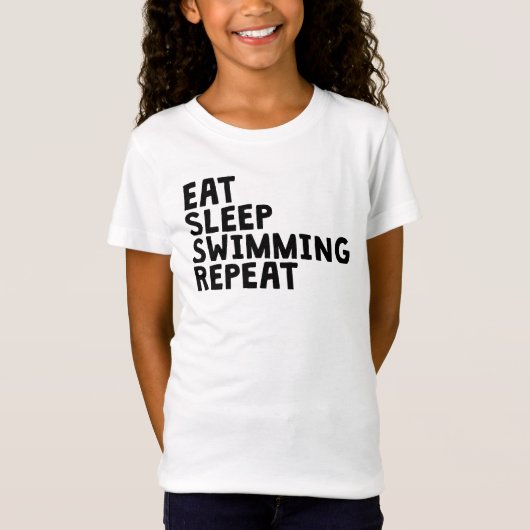 Eat Sleep Swimming Herhalen T-shirt (Voorkant)