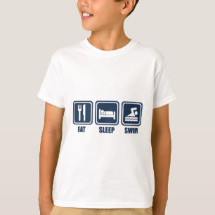 Eat Sleep Swimmming Herhaal T Shirt