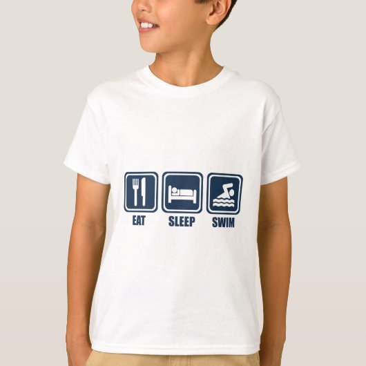 Eat Sleep Swimmming Herhaal T Shirt (Voorkant)