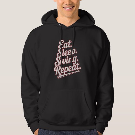 Eat Sleep Swing Repeat Baseball Routine Hoodie (Voorkant)