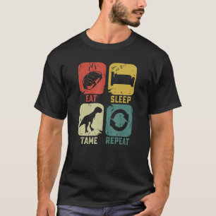 Eat Sleep Tame Herhaal Dinosaur gaming geek gamer T-shirt