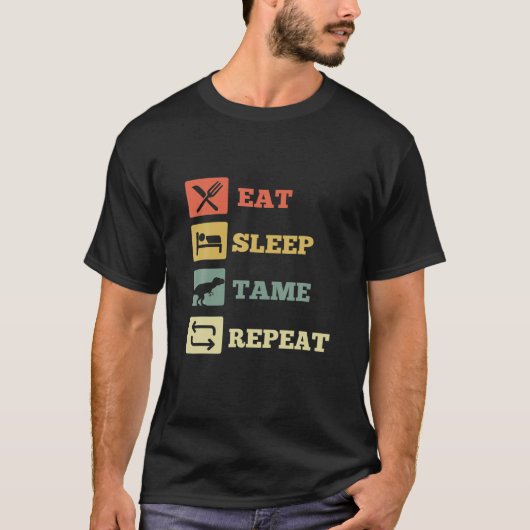 Eat Sleep Tame Repeat Dinosaur T-shirt (Voorkant)