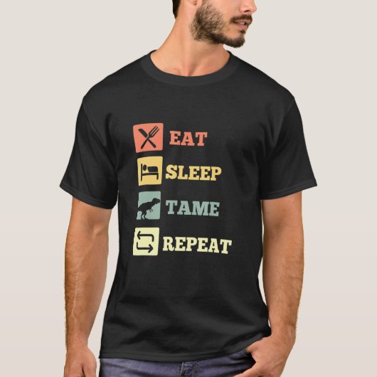 Eat Sleep Tame Repeat Dinosaur T-shirt (Voorkant)