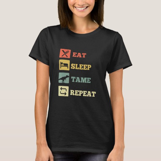 Eat Sleep Tame Repeat Dinosaur T-shirt (Voorkant)