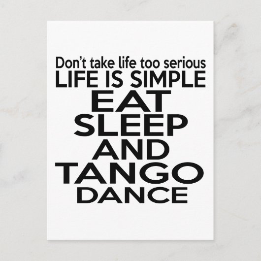 EAT SLEEP TANGO BRIEFKAART (Voorkant)