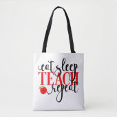 Eat Sleep Teach Herhaal Canvas tas (Voorkant)
