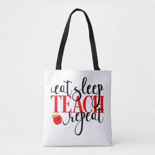 Eat Sleep Teach Herhaal Canvas tas (Voorkant)