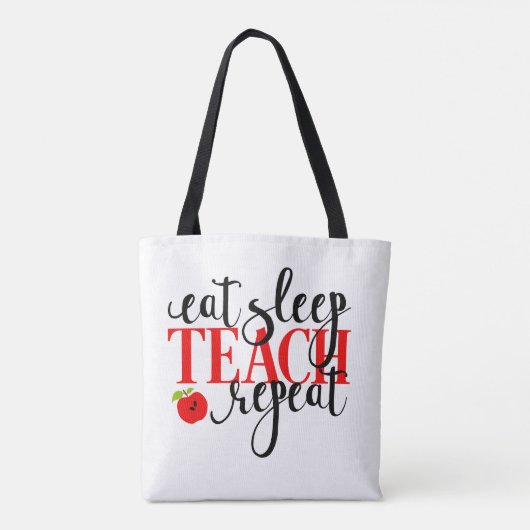 Eat Sleep Teach Herhaal Canvas tas (Achterkant)