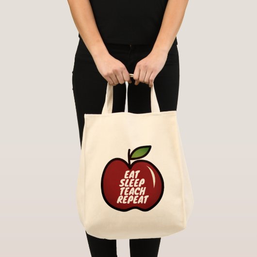 Eat Sleep Teach Herhaal canvas tas voor schoollera (Voorkant (product))