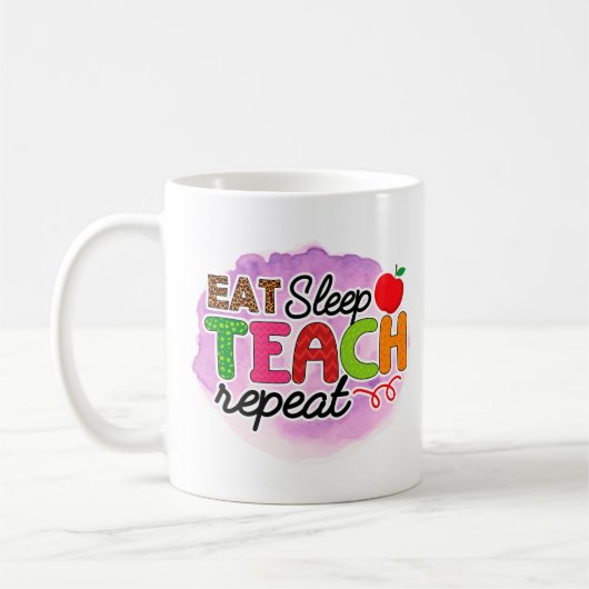 Eat Sleep Teach Herhalen Koffiemok (Links)