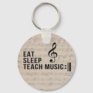 Eat Sleep Teach Music Herhaal Music Humor Sleutelhanger
