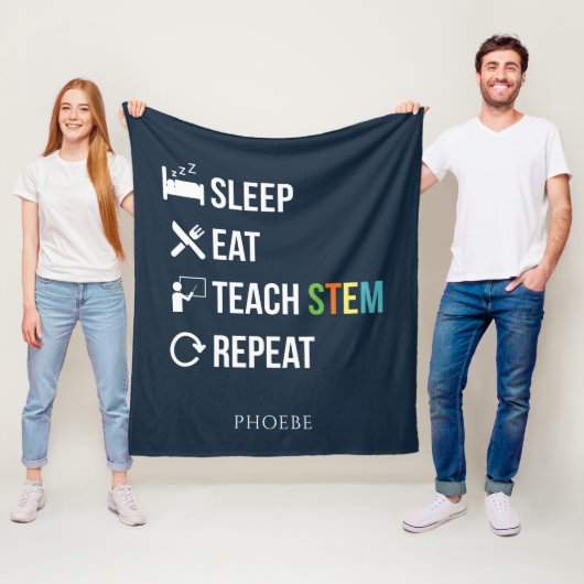 Eat Sleep Teach STEM Science Teacher Fleece Deken (In situ)