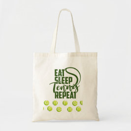 Eat Sleep Tennis Herhalen met tennisballen Tote Bag