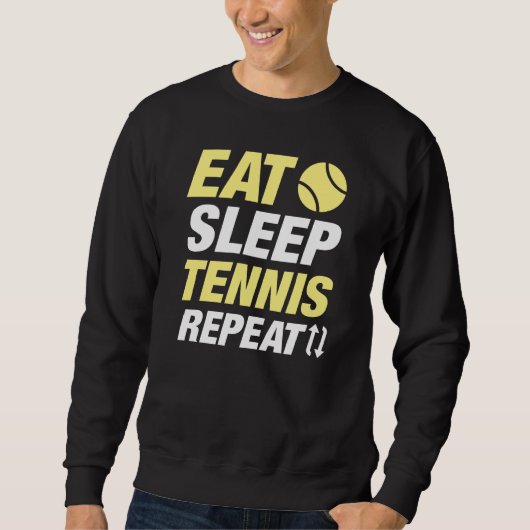 Eat Sleep Tennis Herhalen Trui (Voorkant)