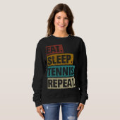 Eat Sleep Tennis Repeat Retro Vintage Tennis Trui (Voorkant volledig)