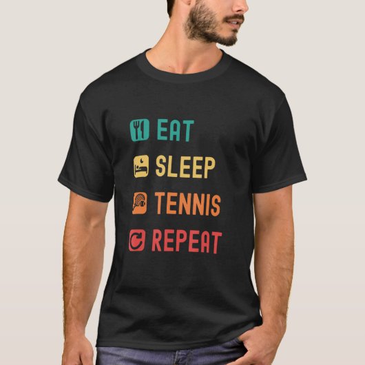 Eat sleep Tennis repeat with tick check boxes T-shirt (Voorkant)