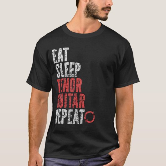 Eat Sleep Tenor gitaar Herhalen T-shirt (Voorkant)