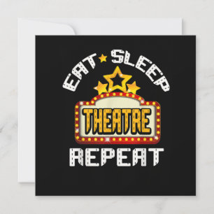 Eat Sleep Theater Herhaling Actoractrice Gift Feestdagenkaart
