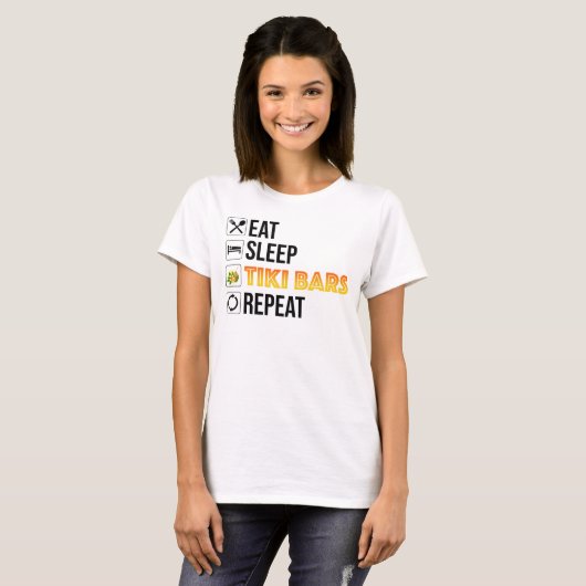 Eat. Sleep. Tiki Bars. Repeat T-shirt (Voorkant volledig)