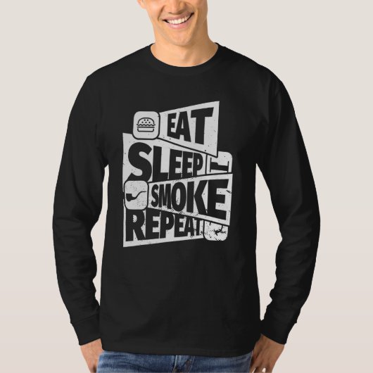 Eat Sleep Tobacco Pipe Smoking Repetteer Tobacco P T-shirt (Voorkant)