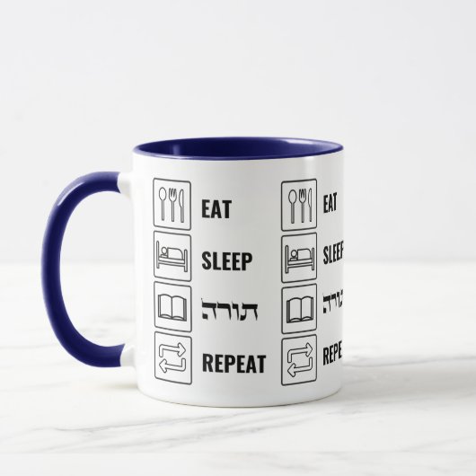 Eat Sleep Torah Herhalen - Joodse levensstijl Mok (Links)