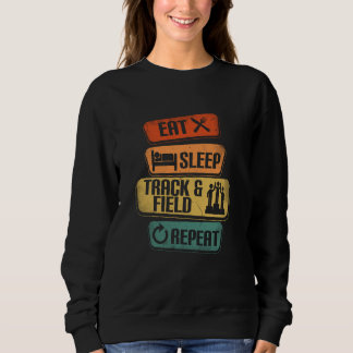 Eat Sleep Track & Field Herhaal Grappig Track & Fi Trui