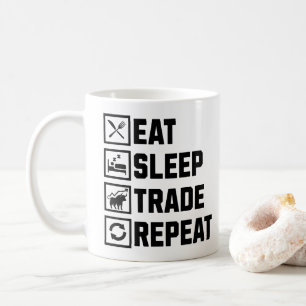 Eat Sleep Trade Herhaalt Funny Stock Market Trader Koffiemok