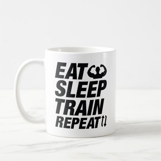 Eat Sleep Train Herhalen Koffiemok (Links)