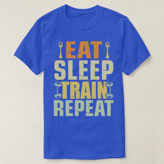 Eat Sleep Train Herhalen T-shirt (Design voorkant)
