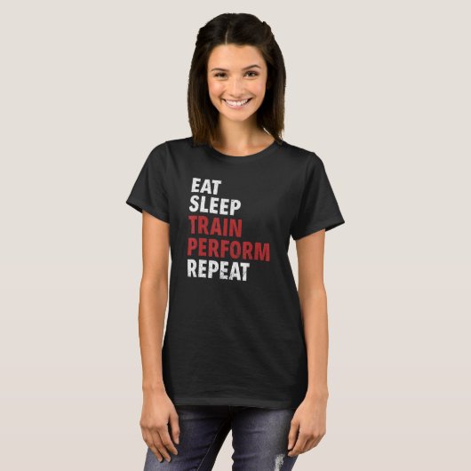 Eat Sleep Train Perform Repeat Aerial Silks T-shirt (Voorkant volledig)
