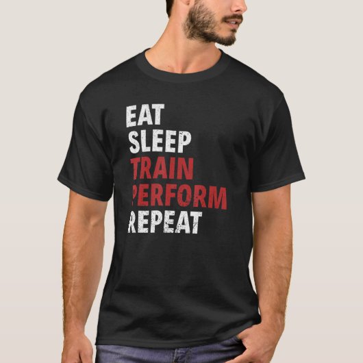 Eat Sleep Train Perform Repeat Aerial Silks T-shirt (Voorkant)