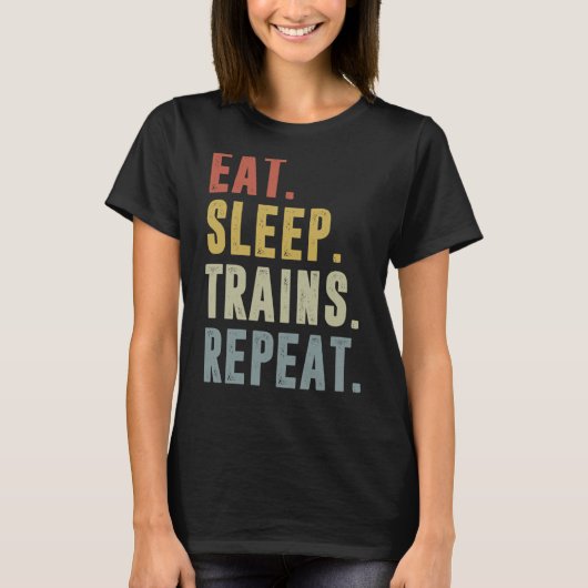 Eat Sleep Trains herhalen voor trein T-shirt (Voorkant)