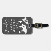 Eat Sleep Travel Herhaal Wereldkaart Aangepaste kl Bagagelabel (Voorkant horizontaal)
