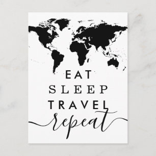 Eat Sleep Travel Repo Inspiration Quote Aankondigingskaart