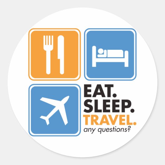 Eat Sleep Travel Ronde Sticker (Voorkant)