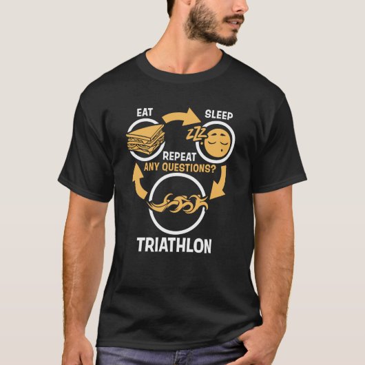 Eat Sleep Triathlon Herhaal Funny Triathlon T-shirt (Voorkant)