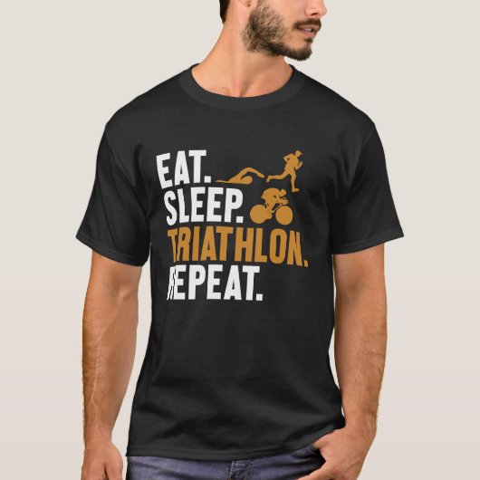 Eat Sleep Triathlon Repeat Triathlete Bike Profi T T-shirt (Voorkant)