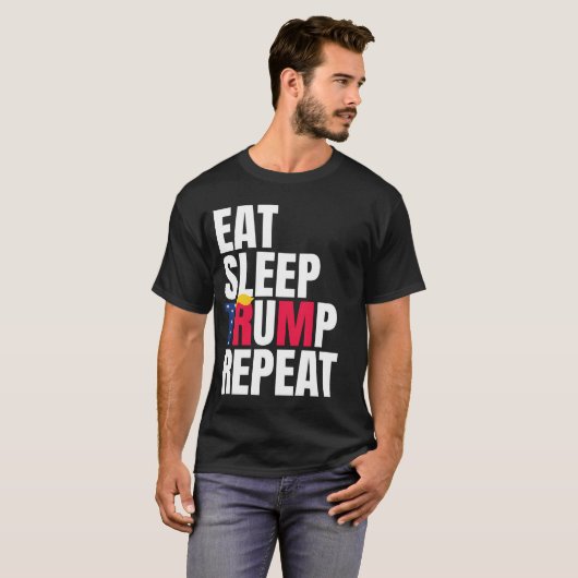 Eat Sleep Trump Herhaal President Trump herverkiez T-shirt (Voorkant volledig)